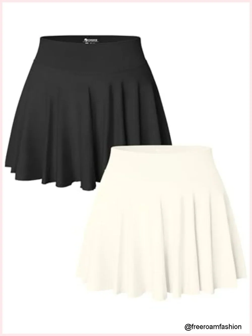 2 Pack Stretchy Nylon Spandex Wrap High Waist Flared Mini Skirts Casual Flowy